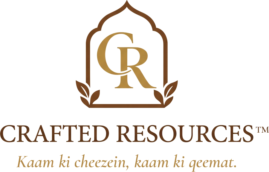 Crafted Resources logo with the tagline Kaam ki cheezein, kaam ki qeemat